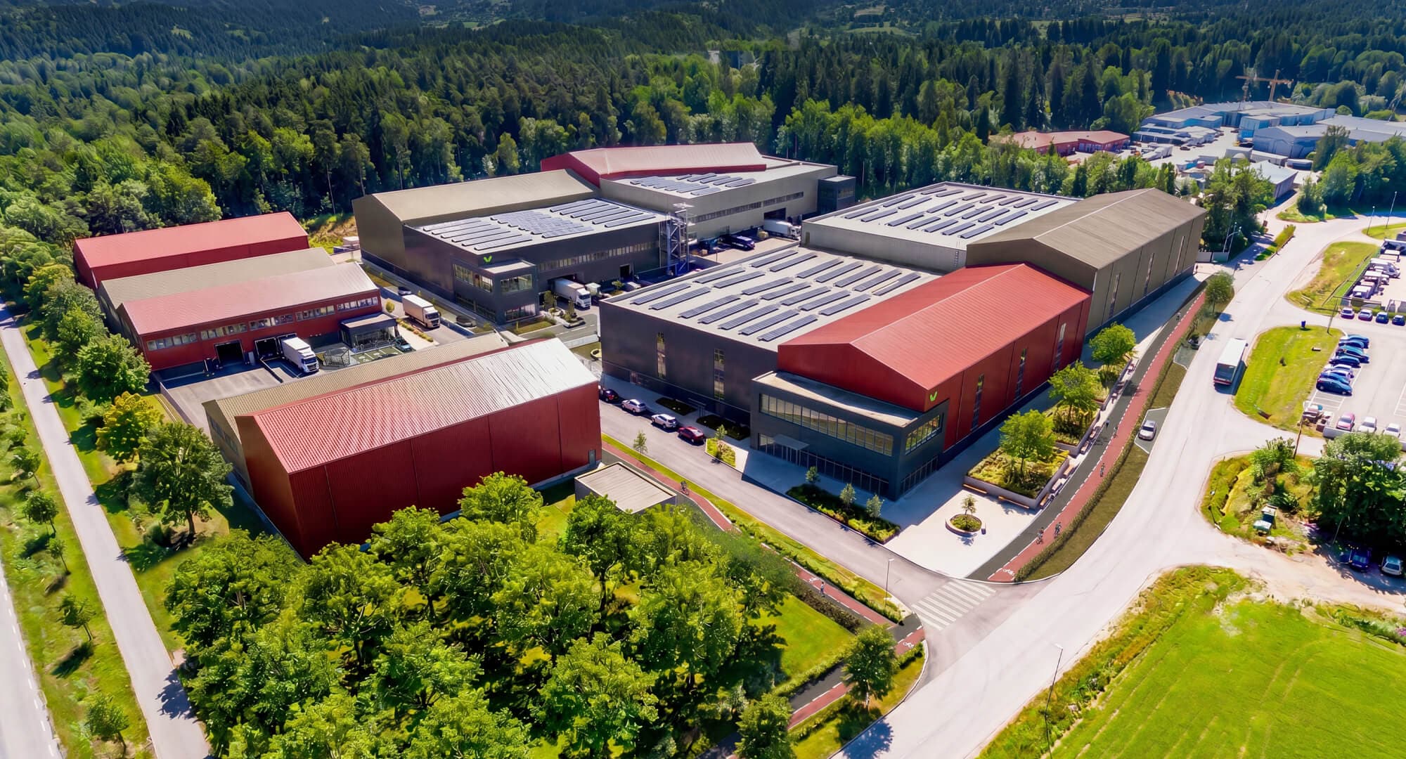 Södra Porten Aerial View Image Aerial CGI of Verdion LiteHub Södra Porten, Norsborg, southwest Stockholm